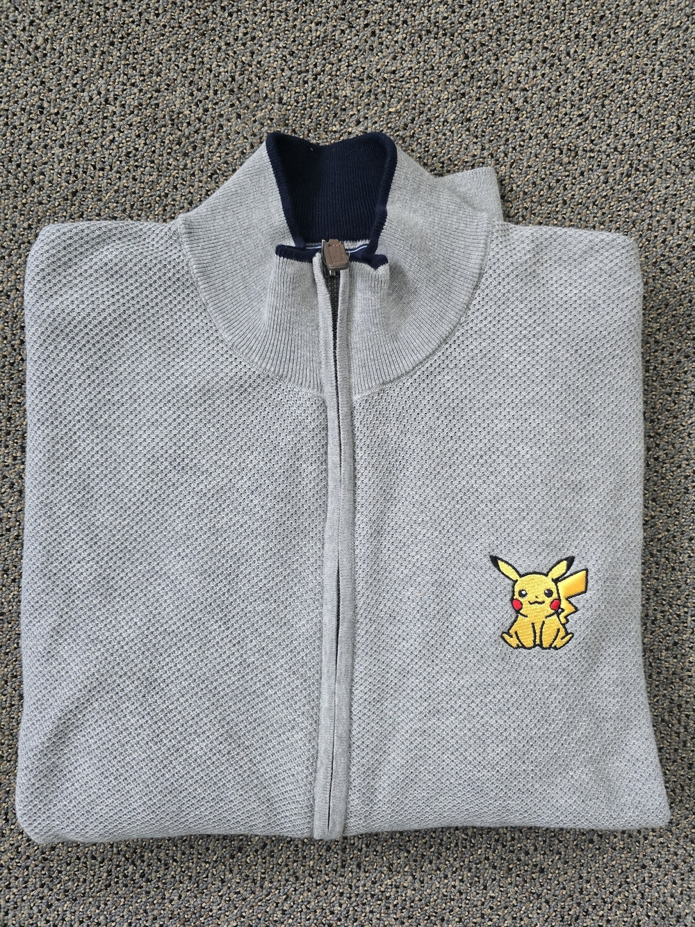 Pokemon Magaschoni Light Gray Zip Cardigan with Pikachu Patch
